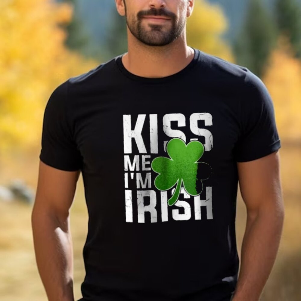 Kiss Me Im Irish Shirt Vintage Shamrock Shirt St Patricks Day Unisex Shirt